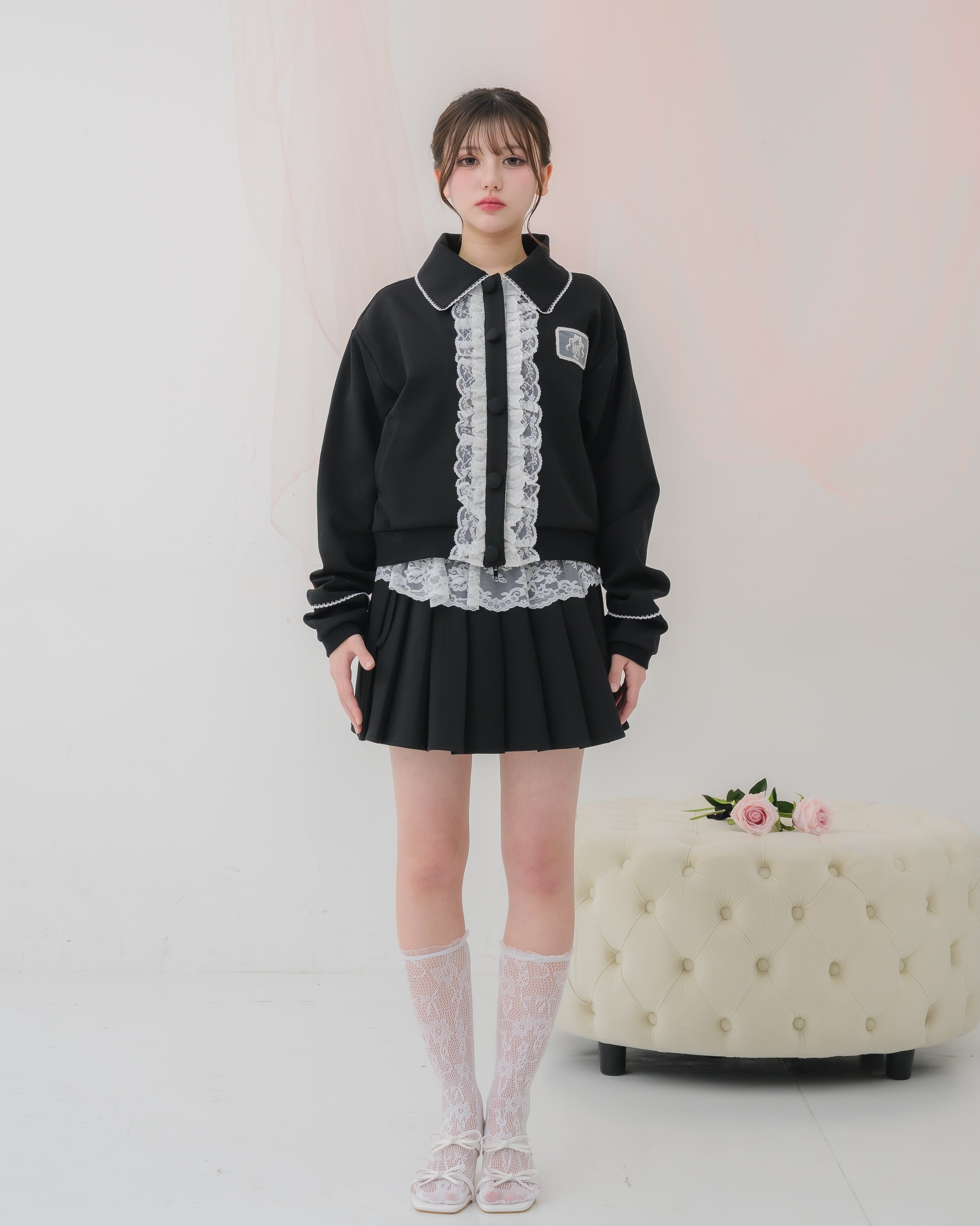 girly french lace zipup