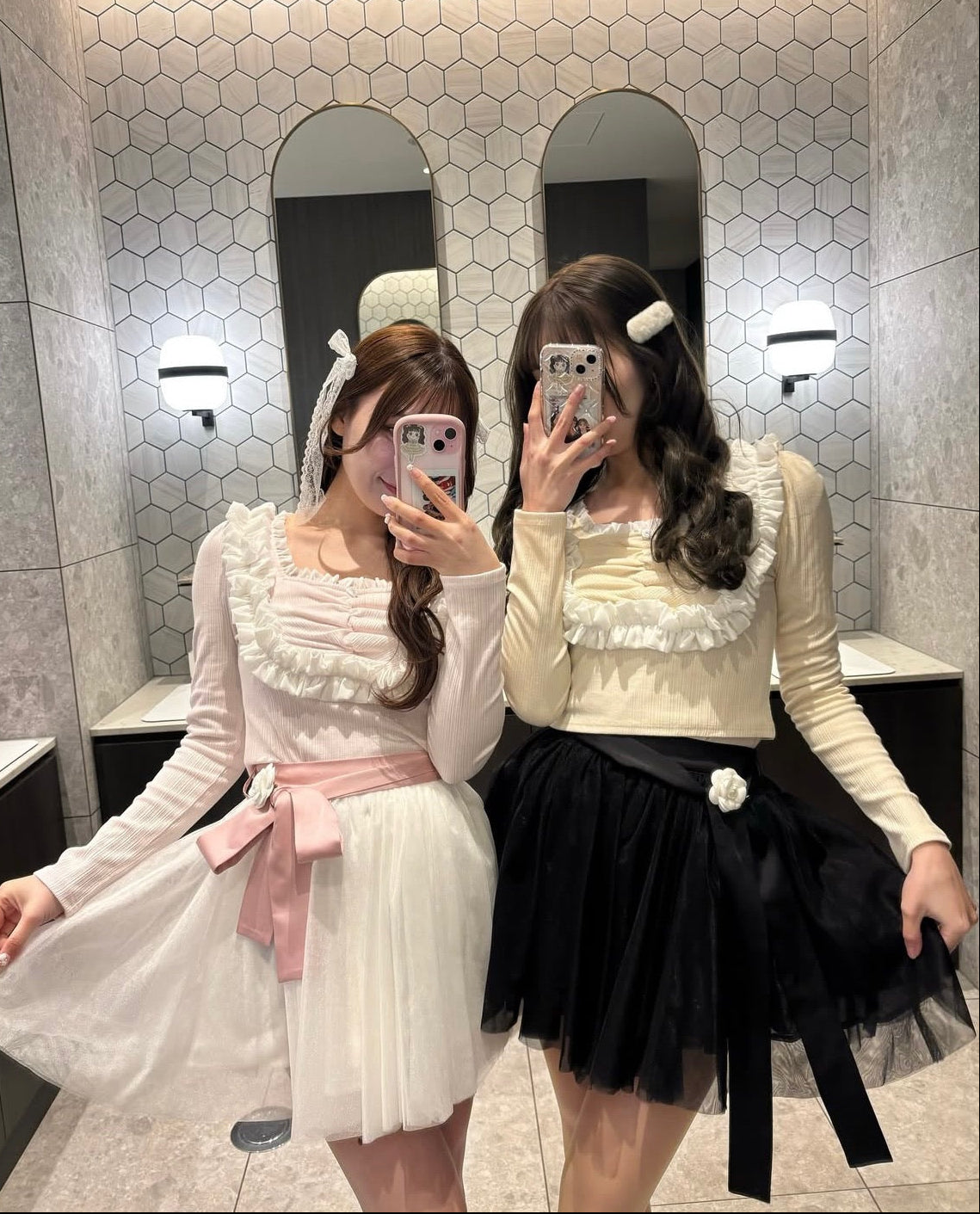 rose motif tulle skirt