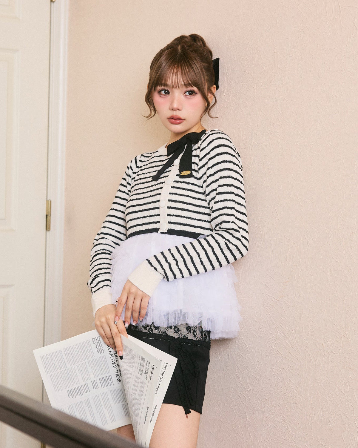 plume peplum ribbon knit