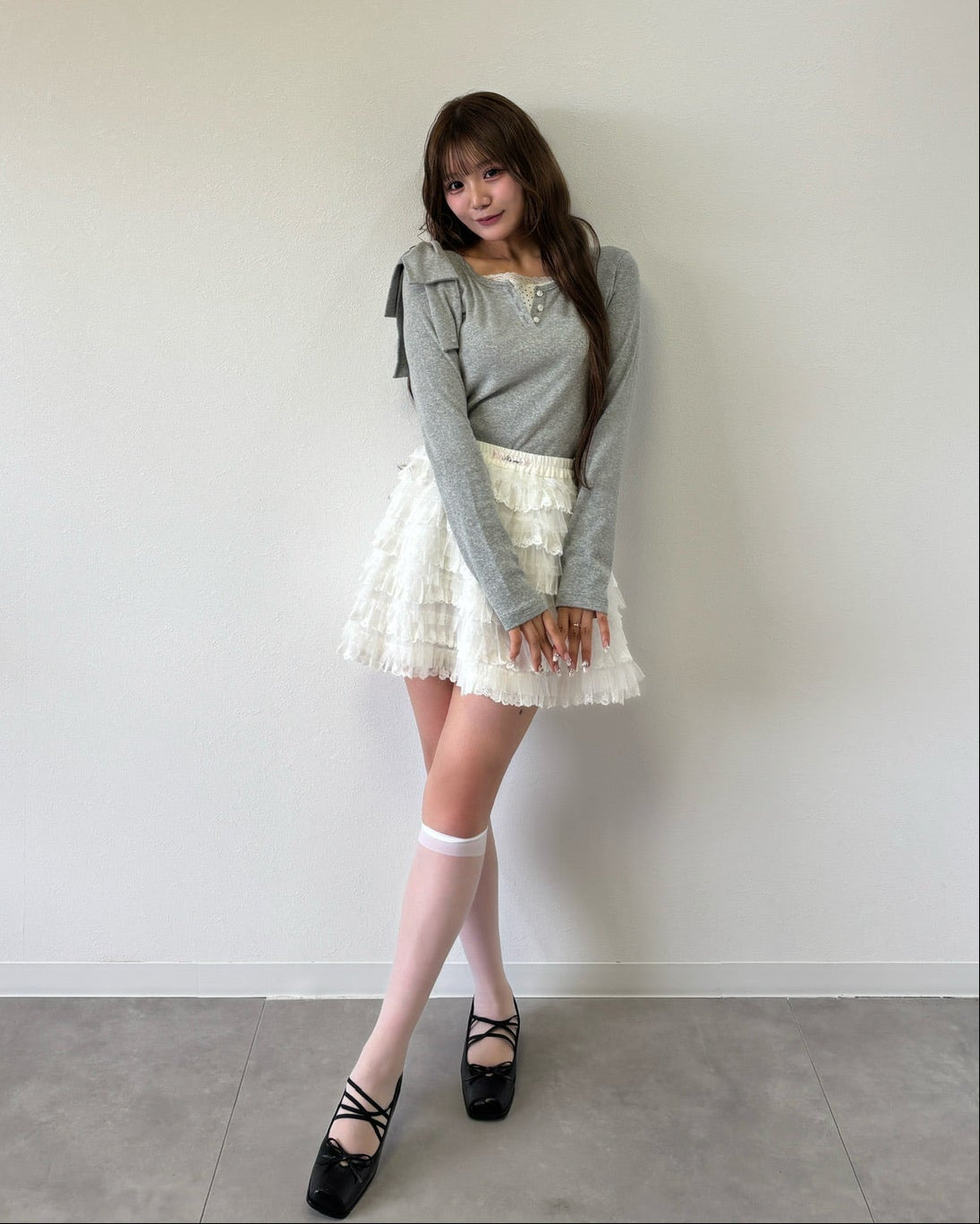 dot ribbon layered cutsew
