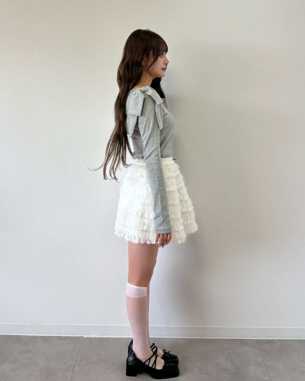 dot ribbon layered cutsew