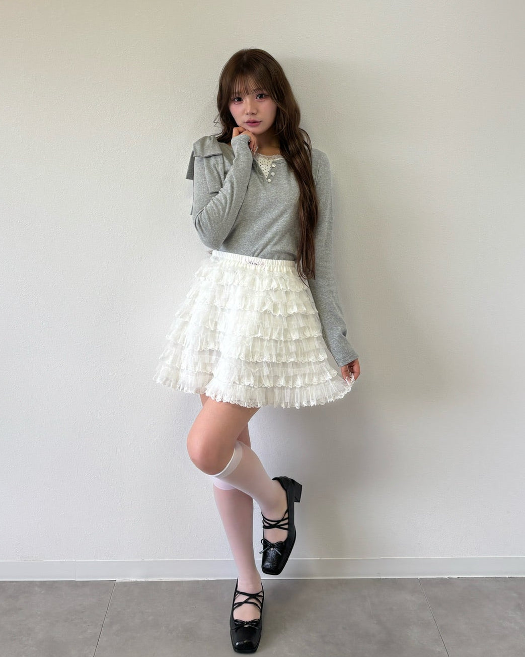 dot ribbon layered cutsew