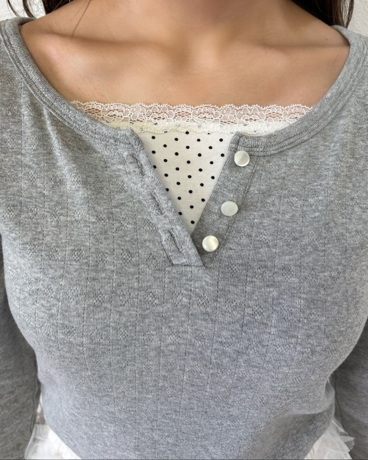 dot ribbon layered cutsew