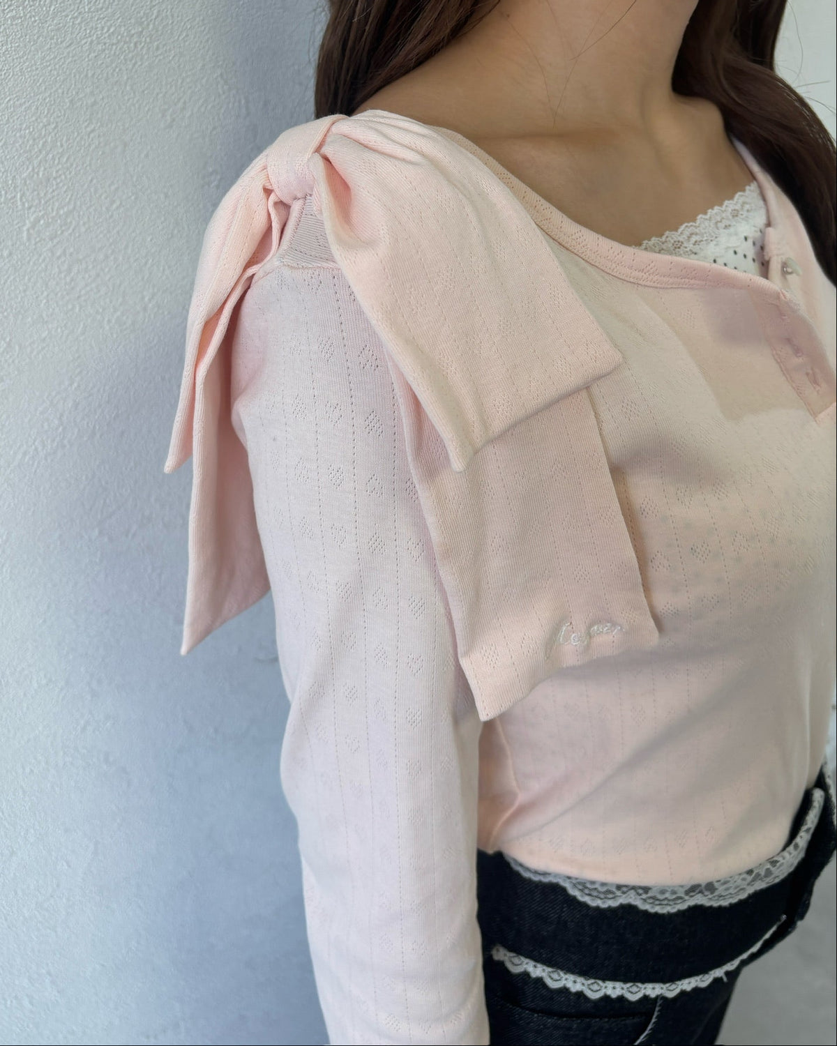 dot ribbon layered cutsew