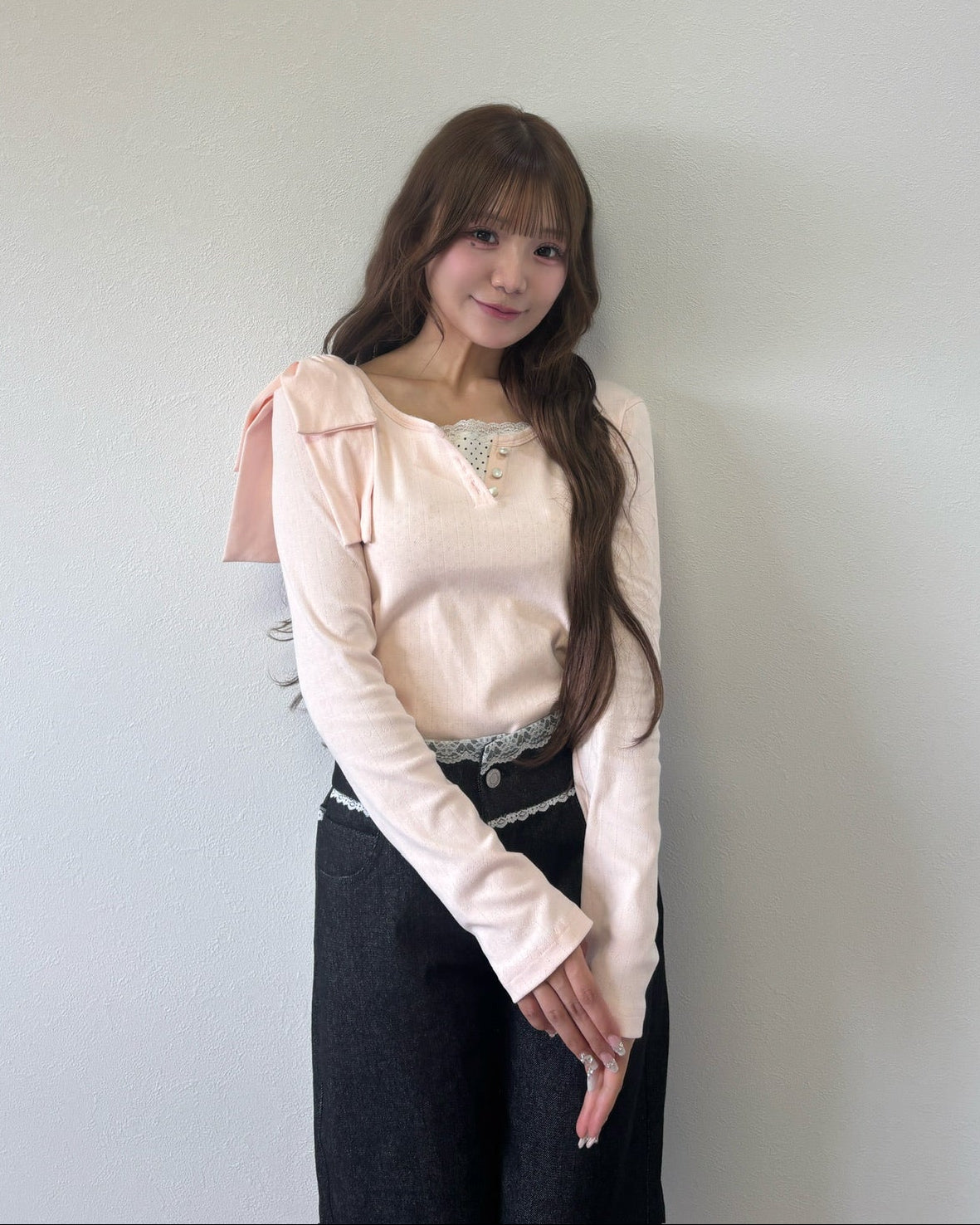 dot ribbon layered cutsew