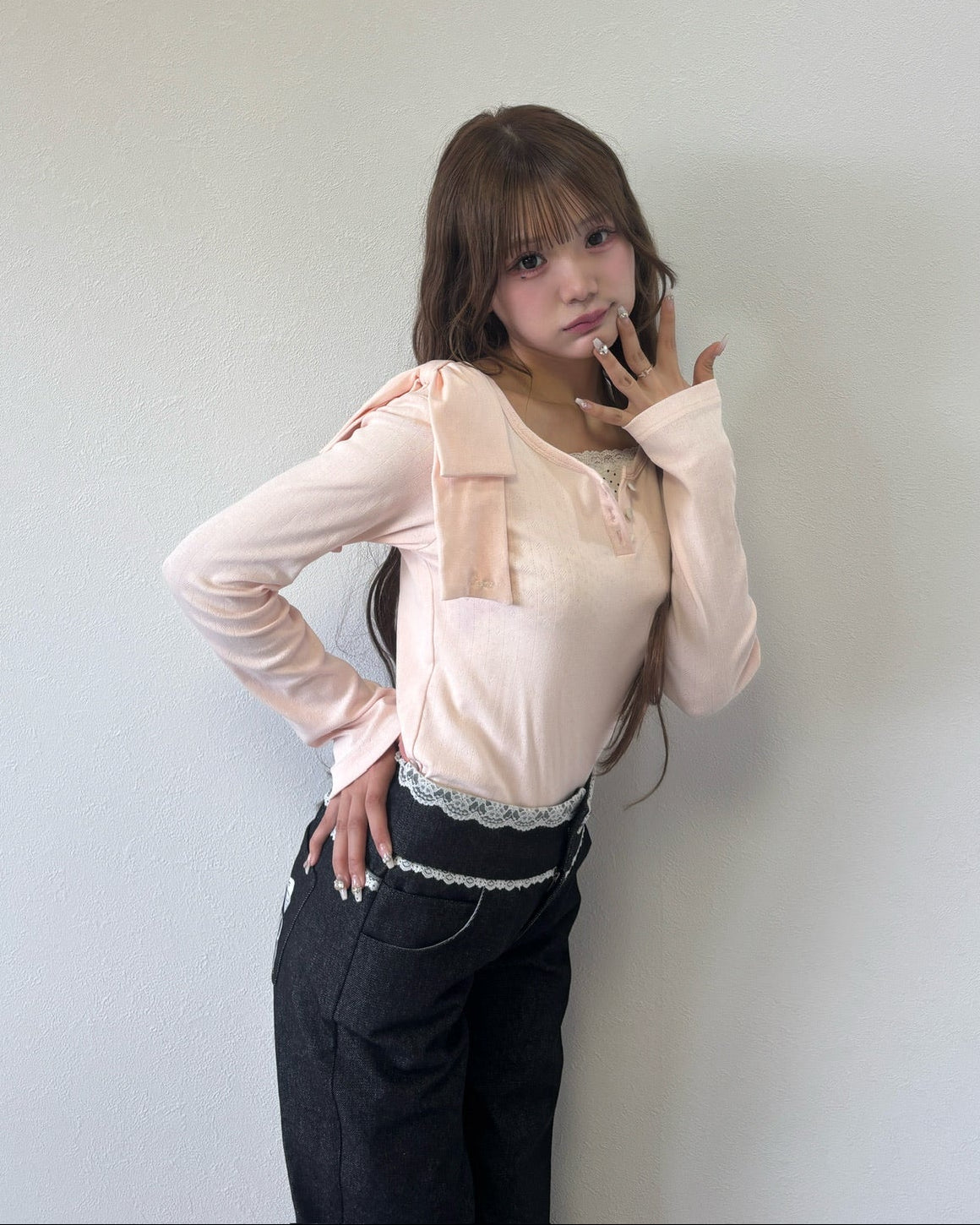 dot ribbon layered cutsew