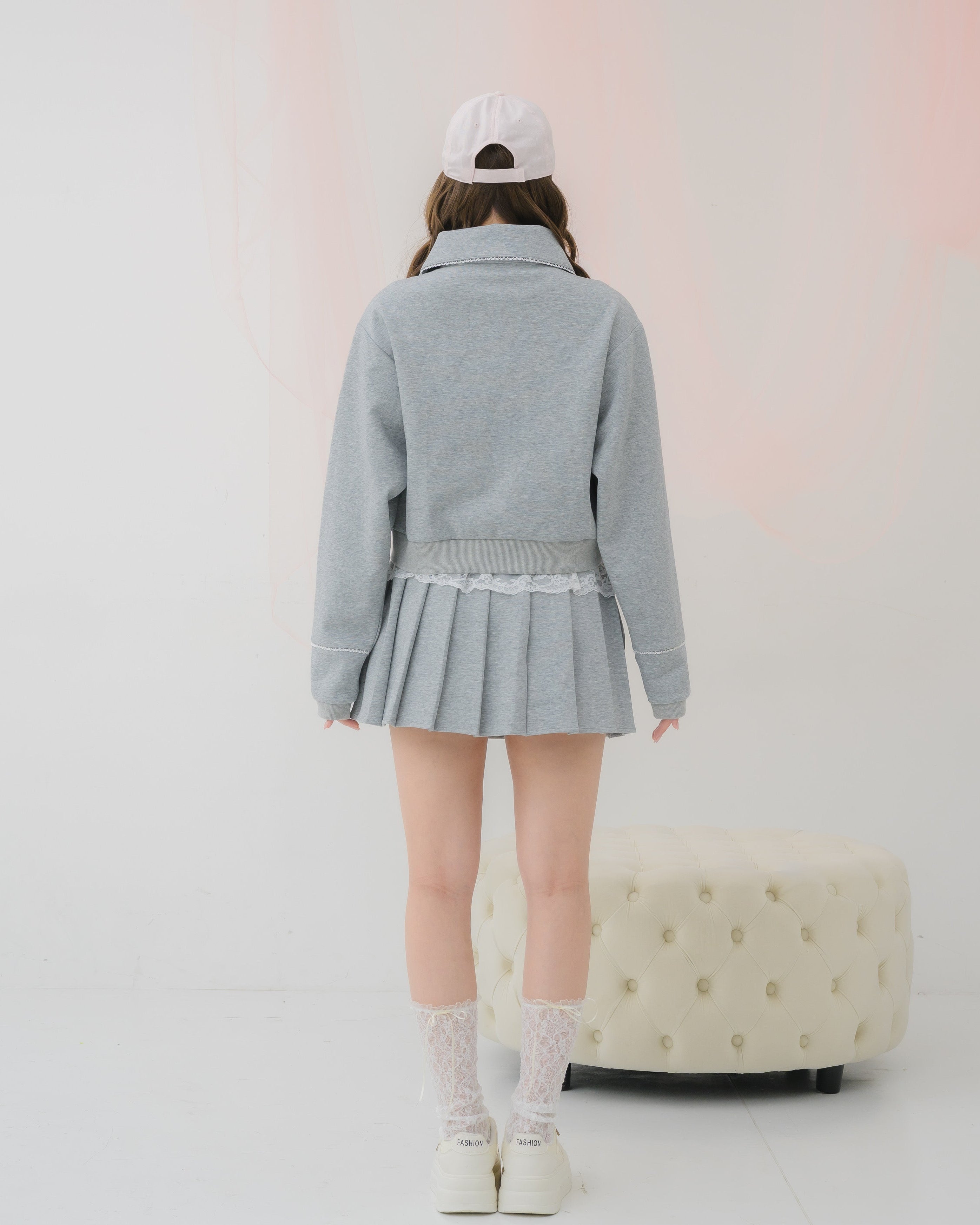 girly french lace zipup