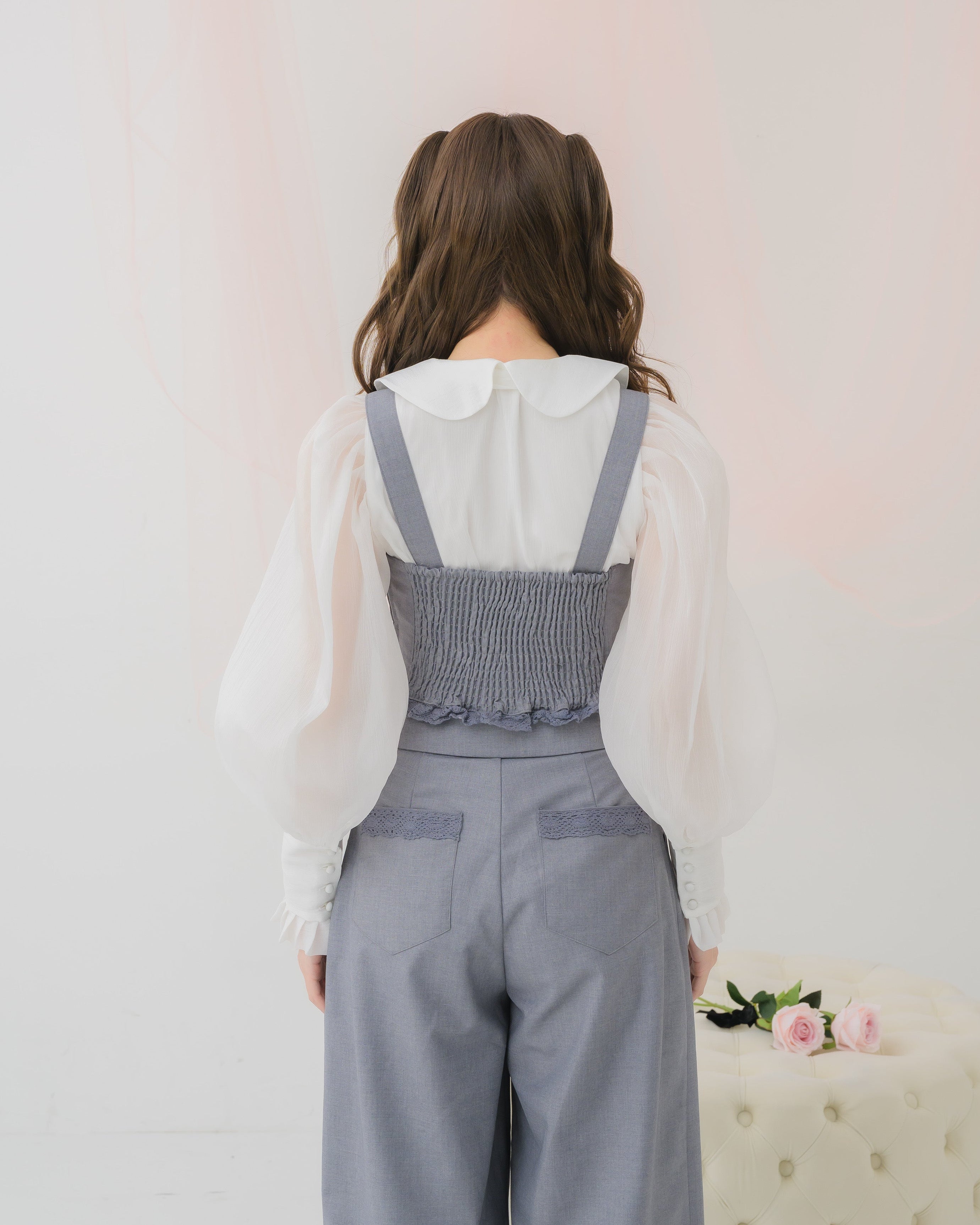 sheer chiffon ribbon blouse