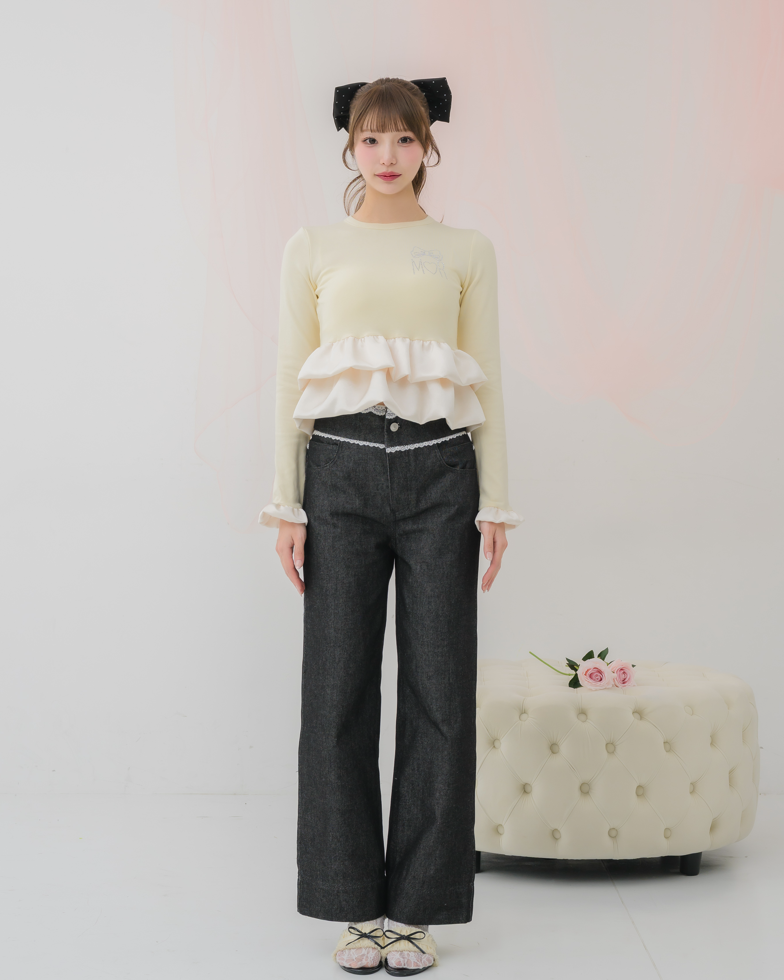 cream peplum long tshirt