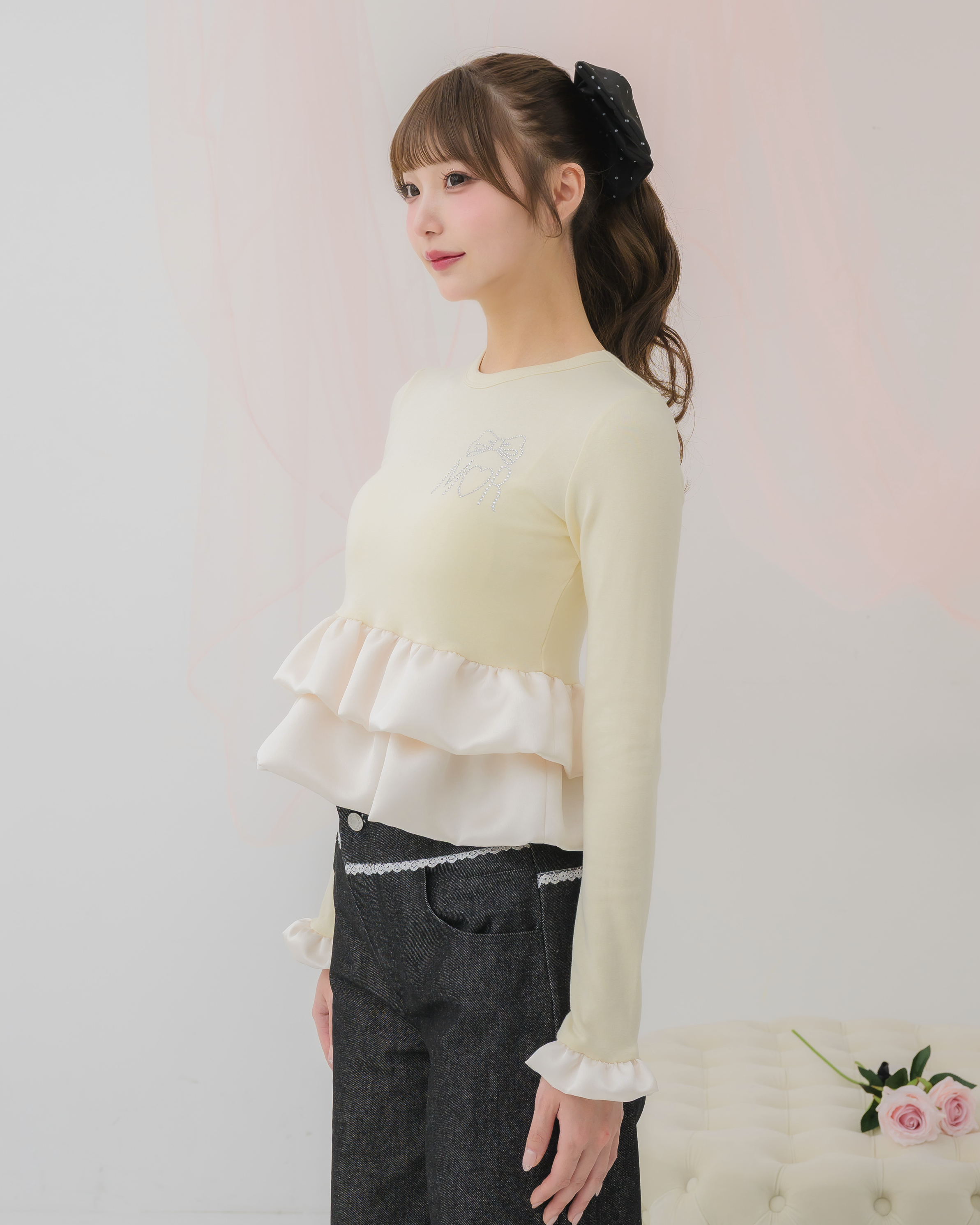 cream peplum long tshirt