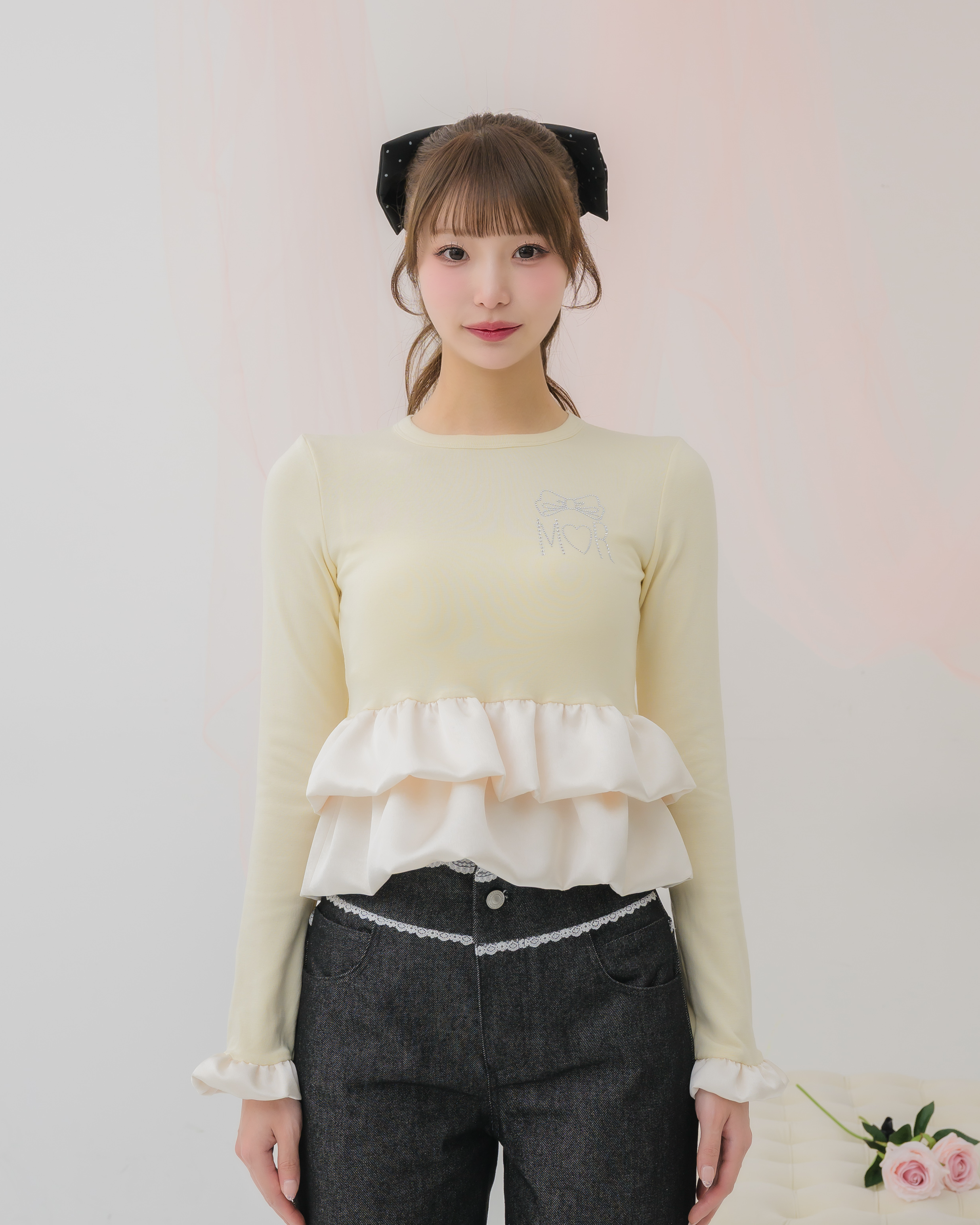 cream peplum long tshirt