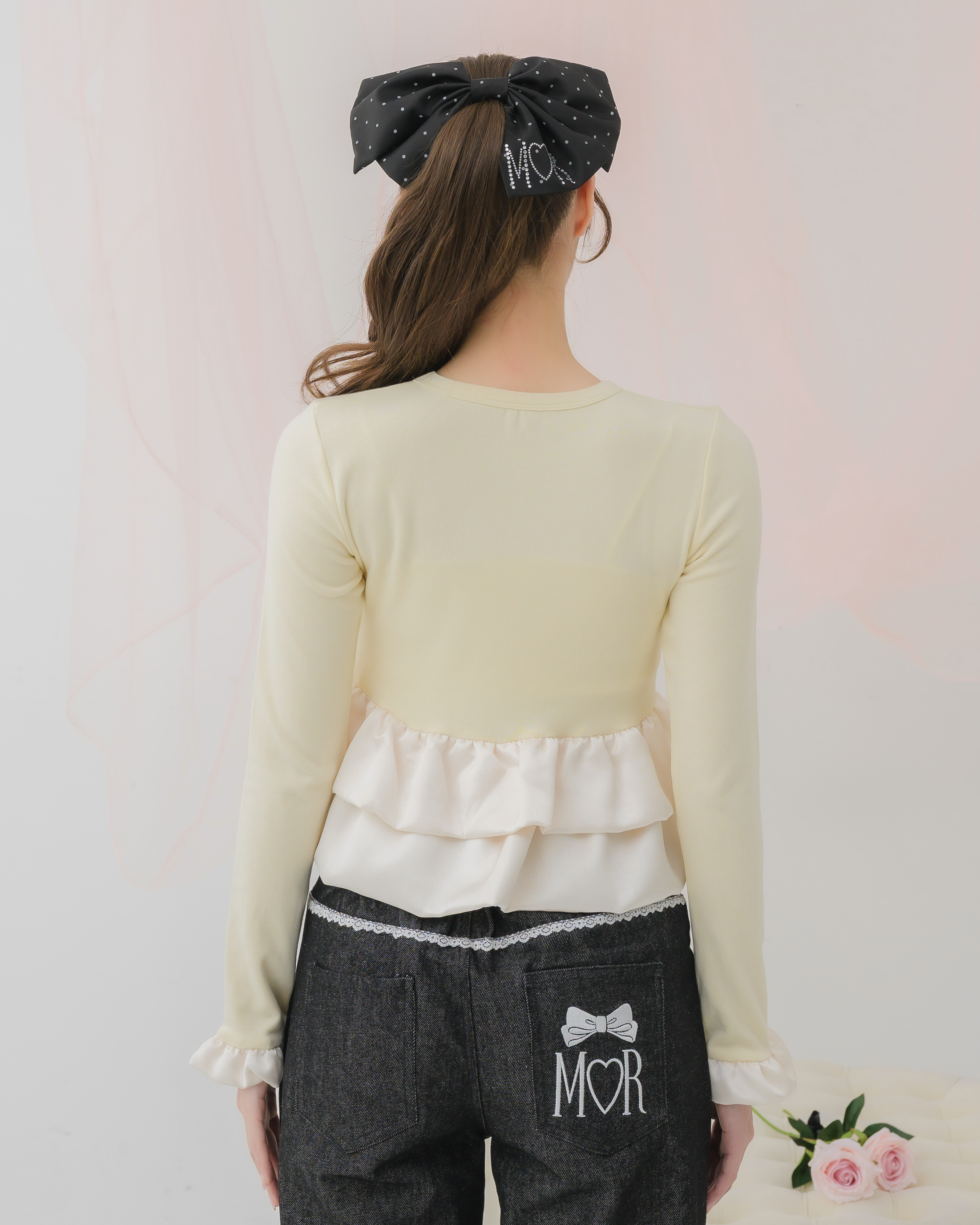 cream peplum long tshirt