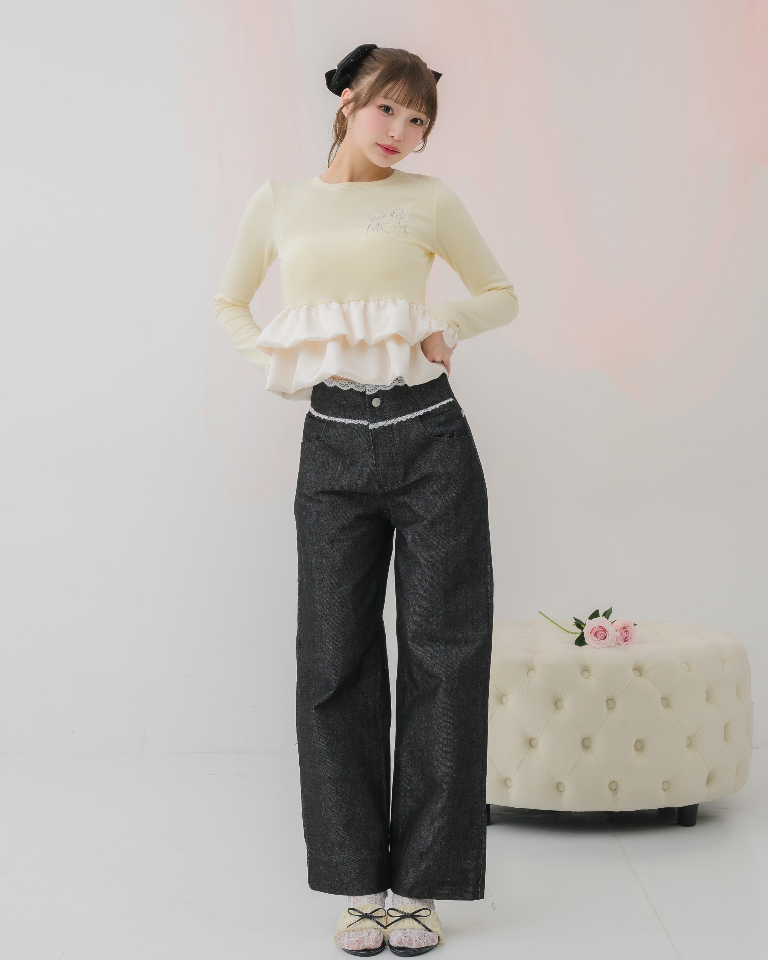 cream peplum long tshirt