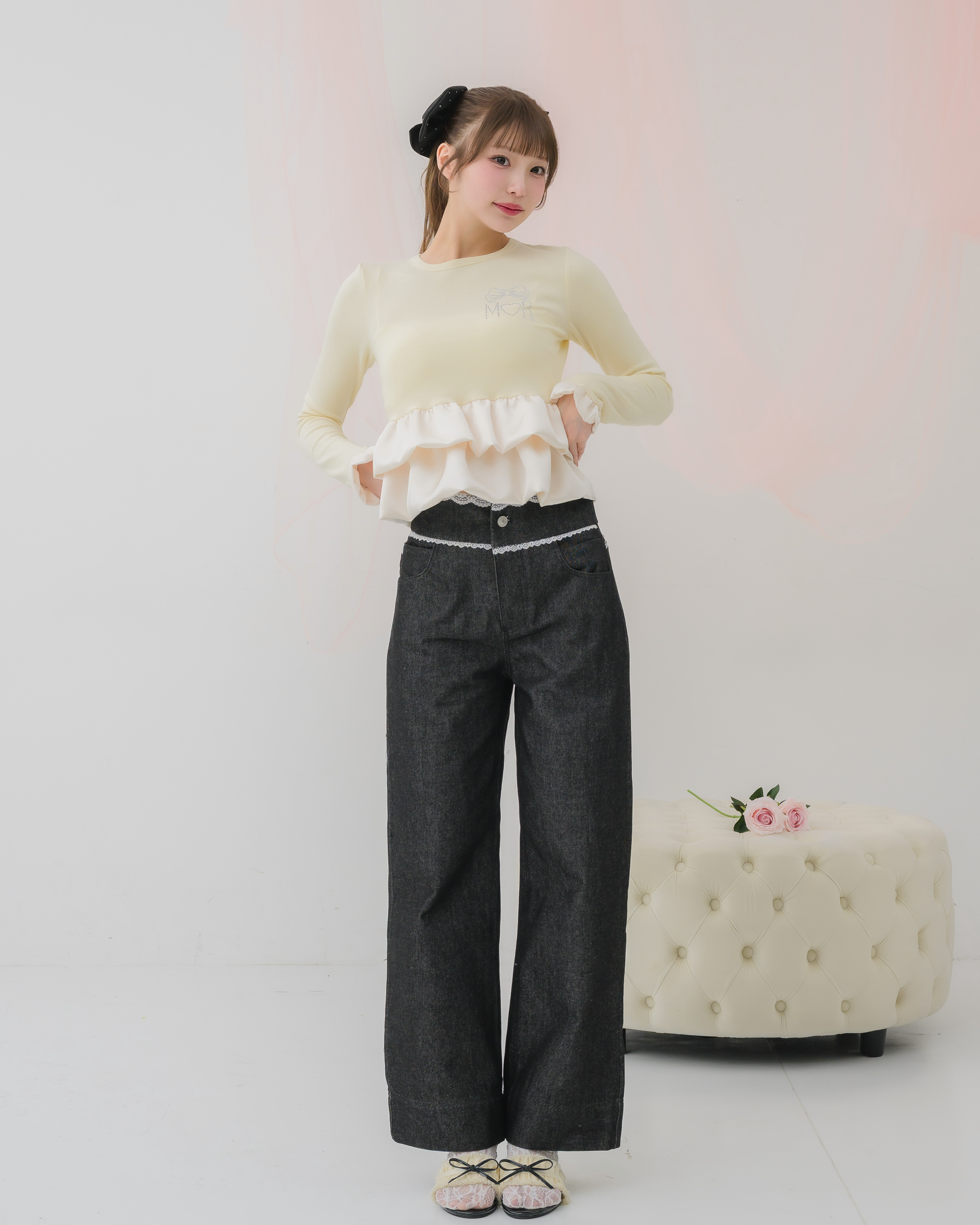 cream peplum long tshirt