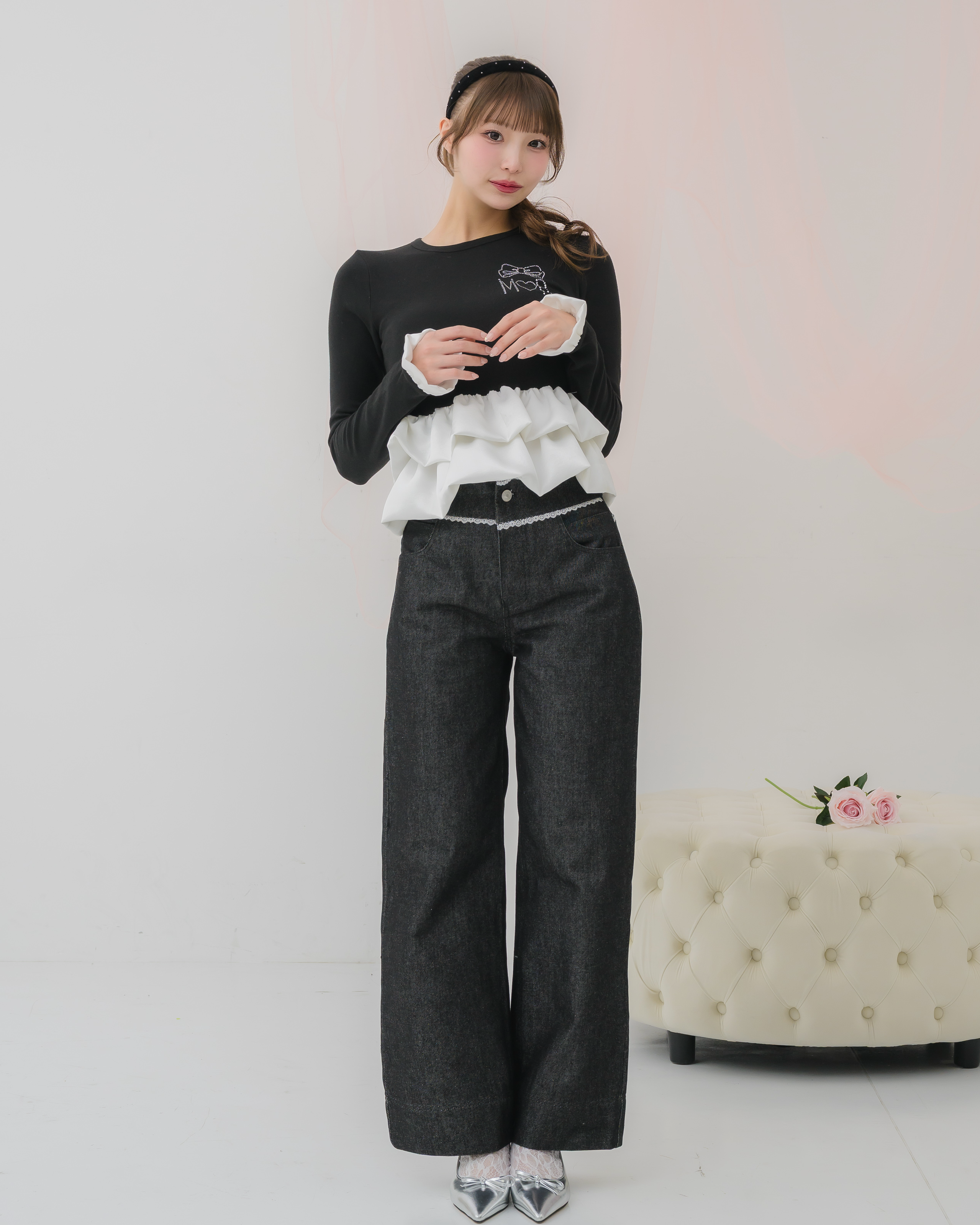 cream peplum long tshirt