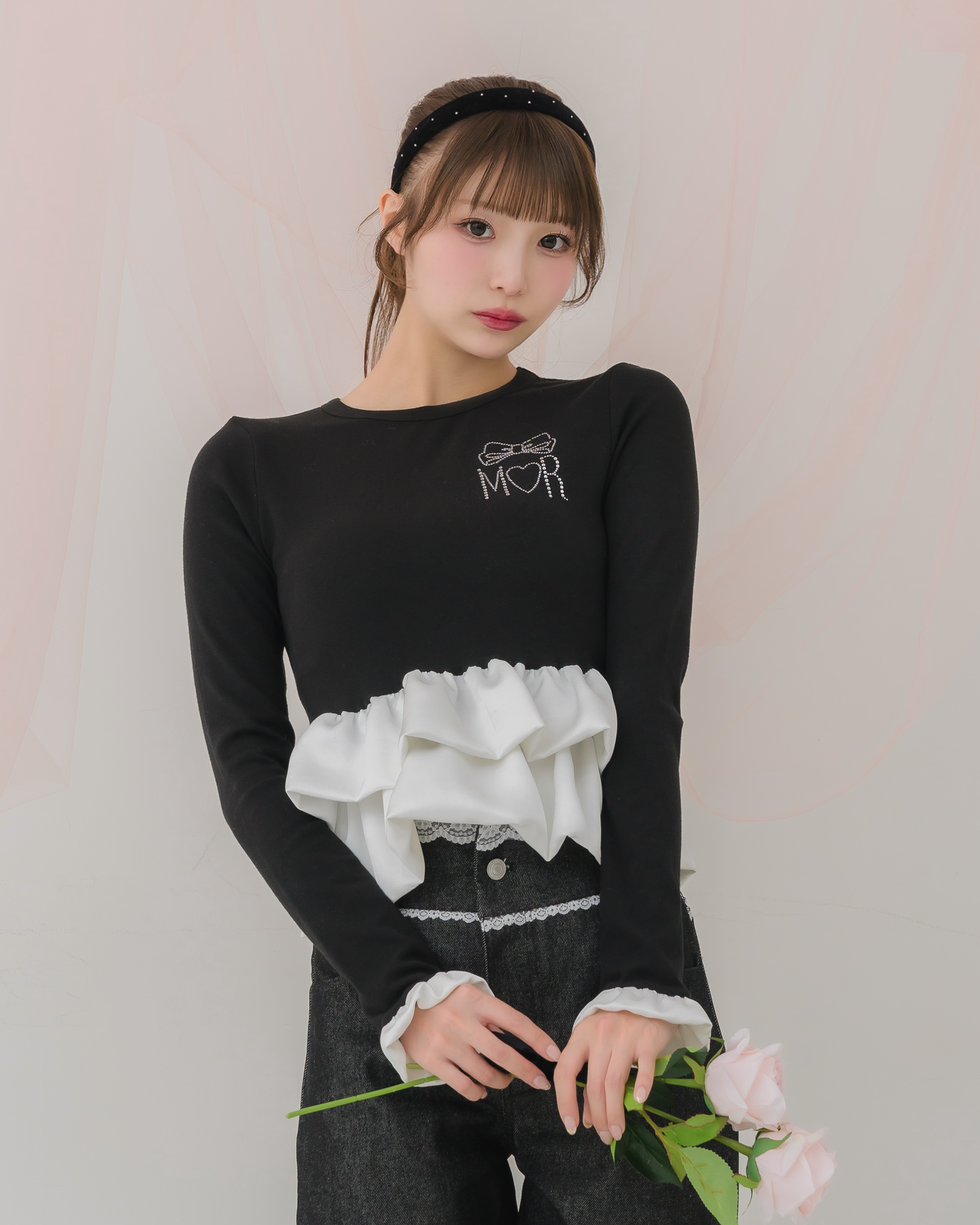 cream peplum long tshirt