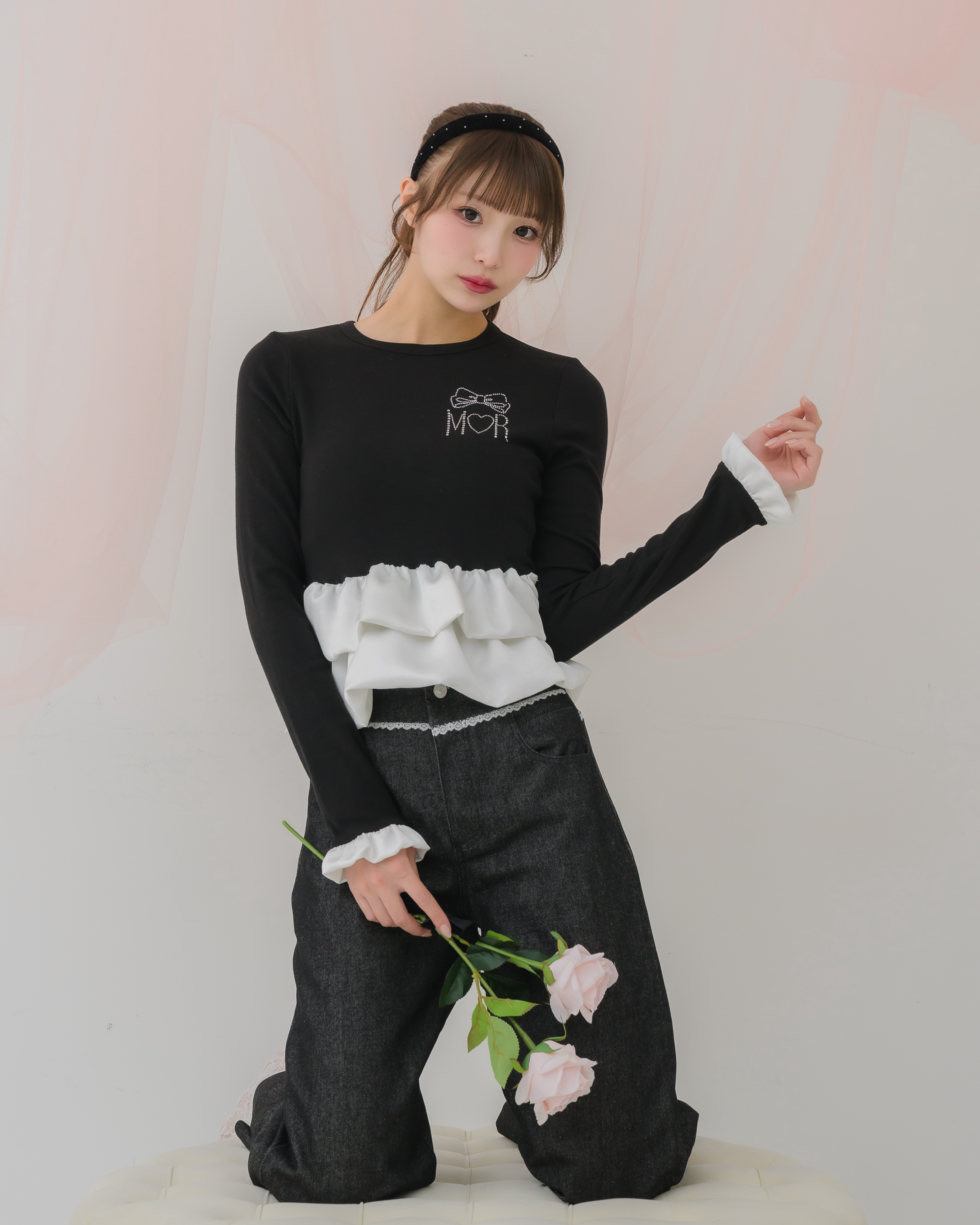 cream peplum long tshirt