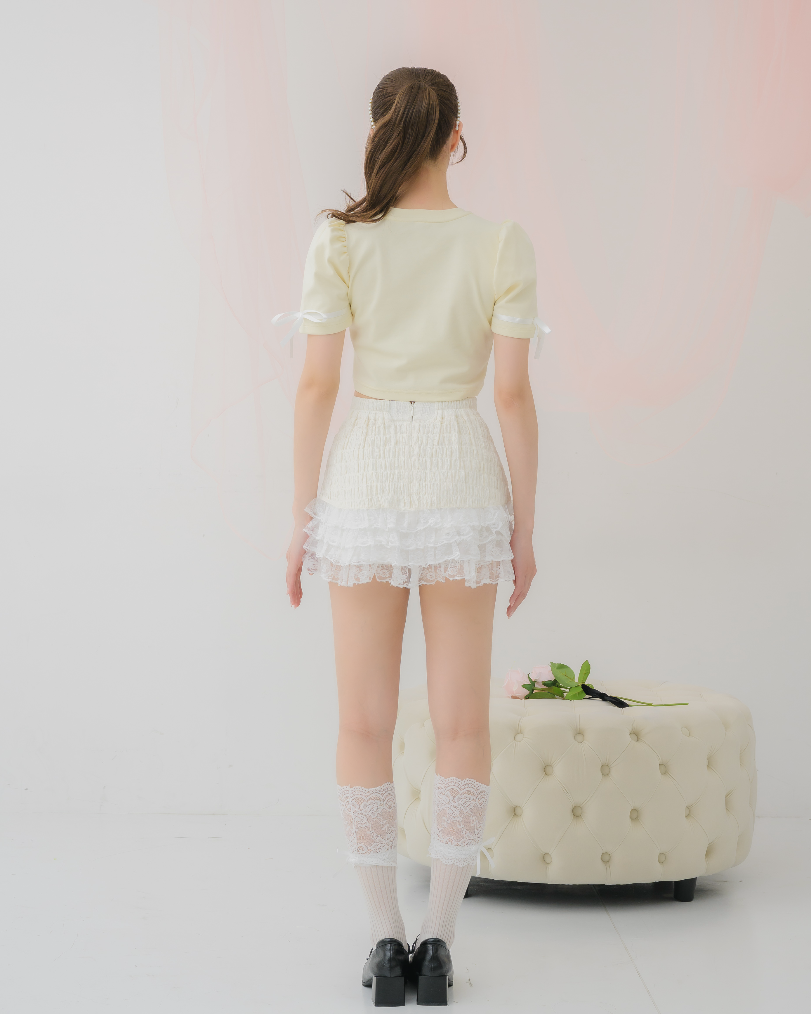 tiered shirred skirt pants