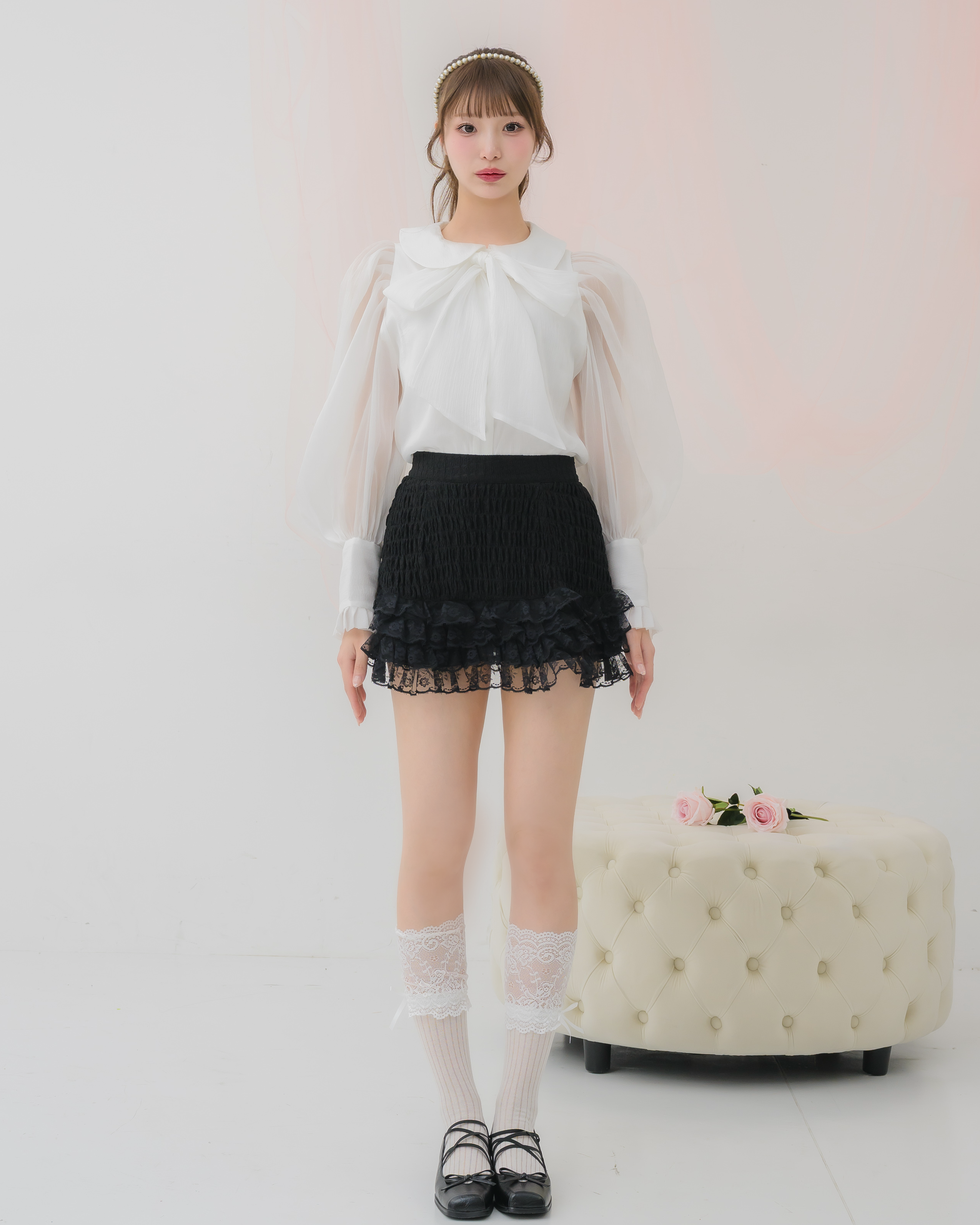 tiered shirred skirt pants