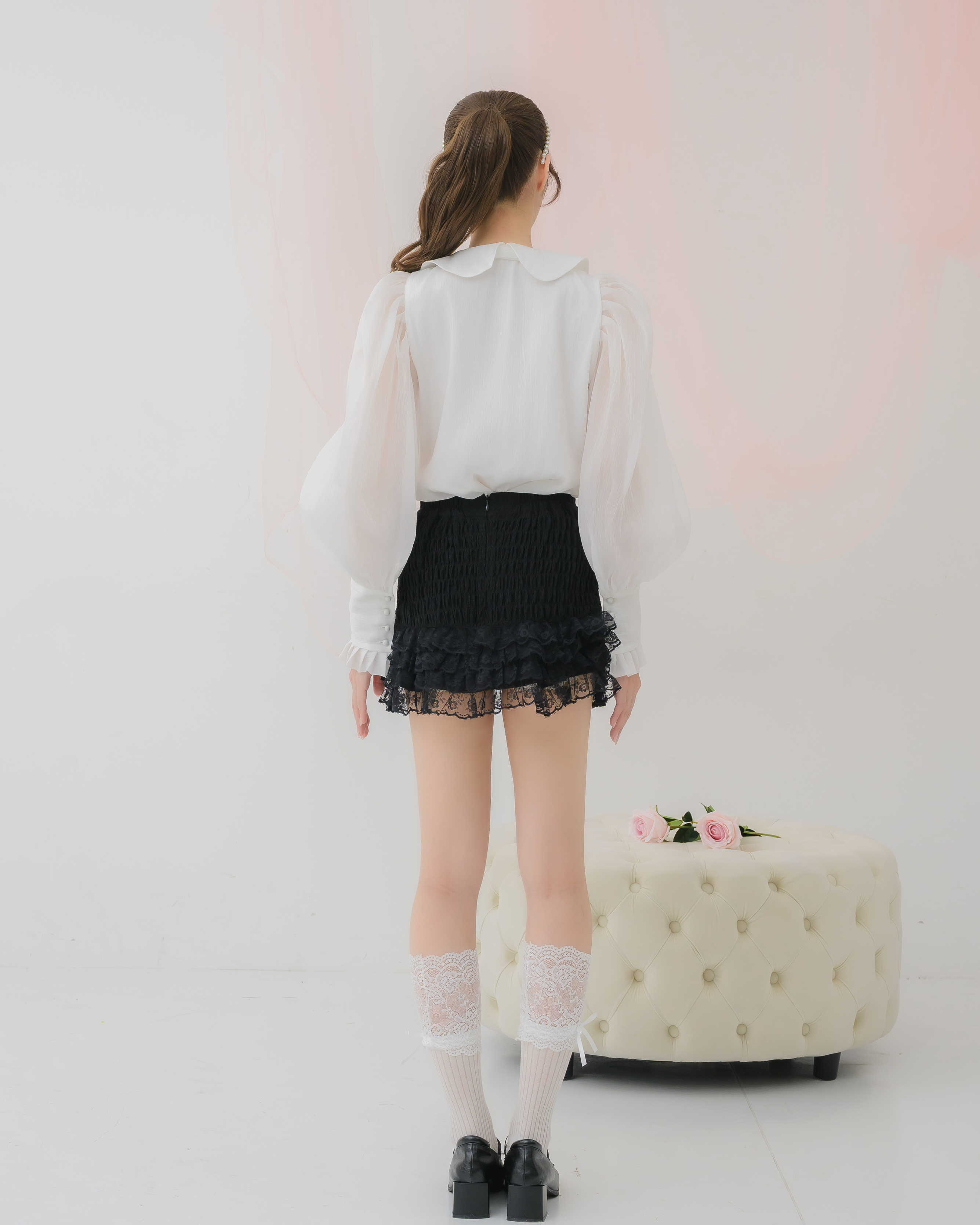 tiered shirred skirt pants