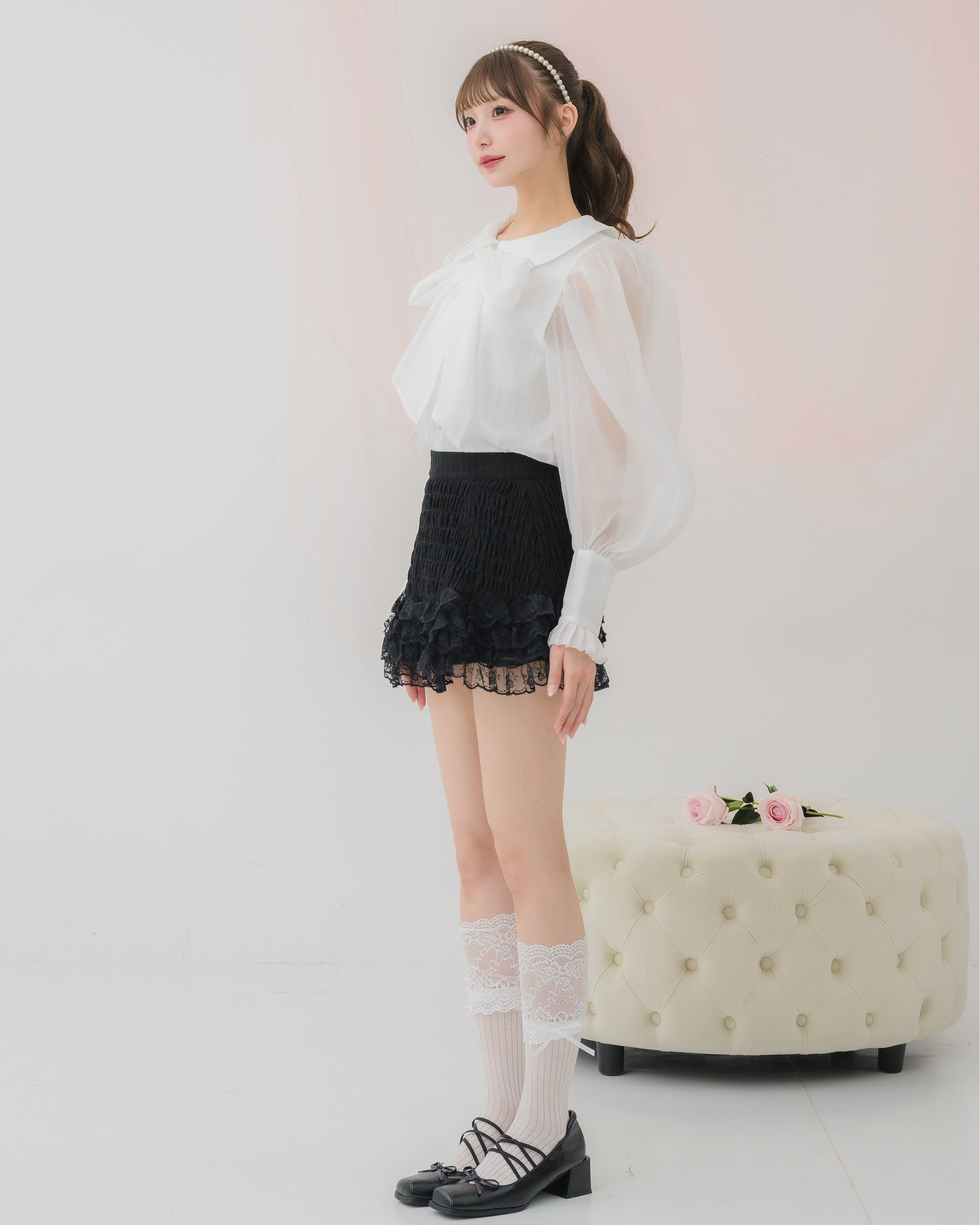 tiered shirred skirt pants